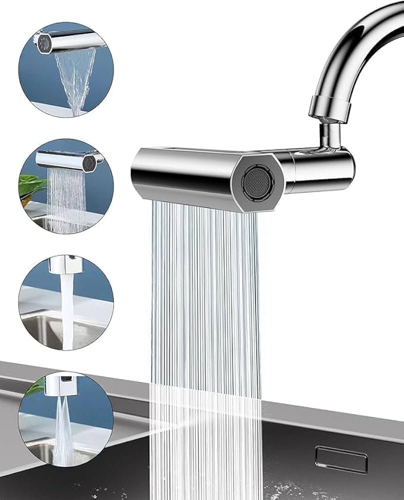 🚰 Extensor de Grifo 4 en 1 Tipo Cascada | Boquilla Giratoria 360° con Triple Chorro y Brazo Extensible - Imagen 3